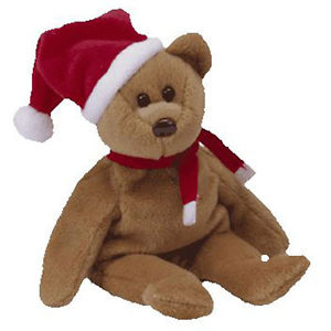 RETIRED MWMT Santa hat! TY Beanie Babies "1997 HOLIDAY TEDDY" Christmas Bear 