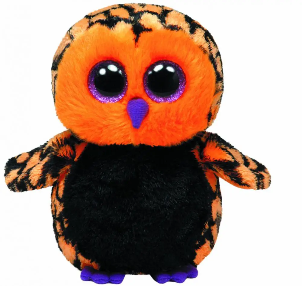 TY Beanie Boos - MIDNIGHT the Orange & Green Owl (Glitter Eyes