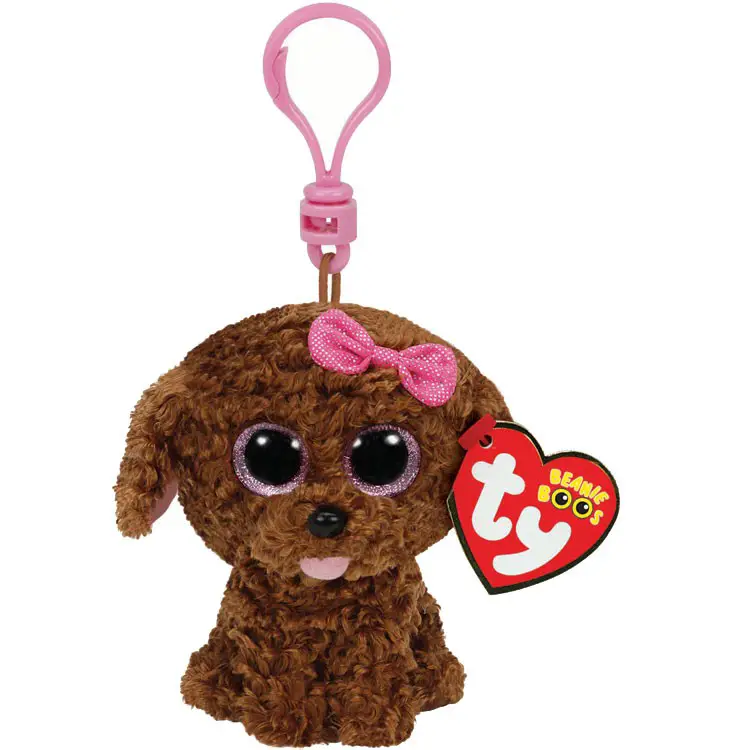 TALA the Brown Dog TY Beanie Boos Plastic Key Clip Glitter Eyes - MWMTs 