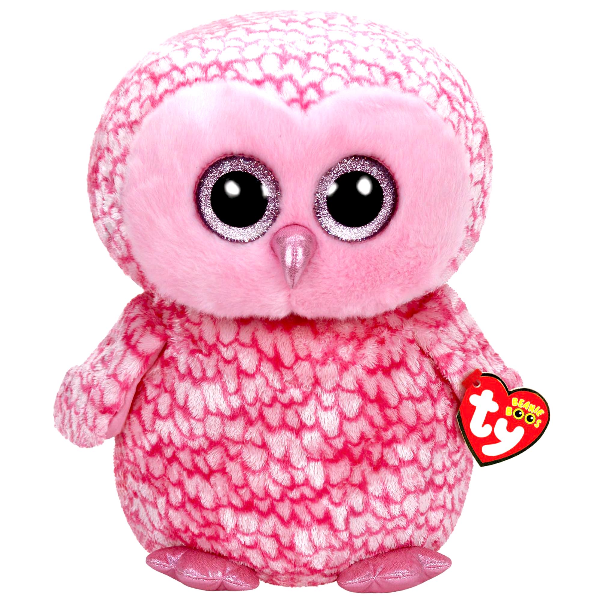 Large Beanie Boo Buddies TY PINKY LARGE PINK OWL 