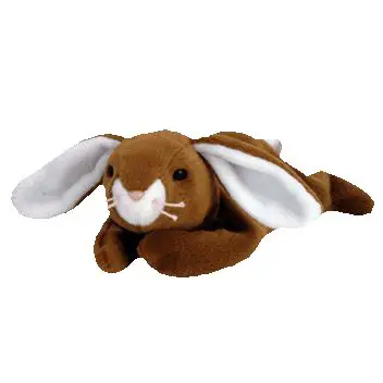 TY beanie baby with tag MINT condition Brown Bunny Rabbit Retired "Ears" 