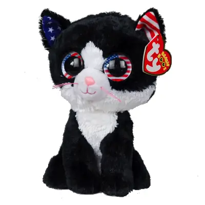 NEW RED TAG-HARD TO FIND-SO CUTE TY FREEDOM BLACK PATRIOTIC CAT BEANIE BOOS 