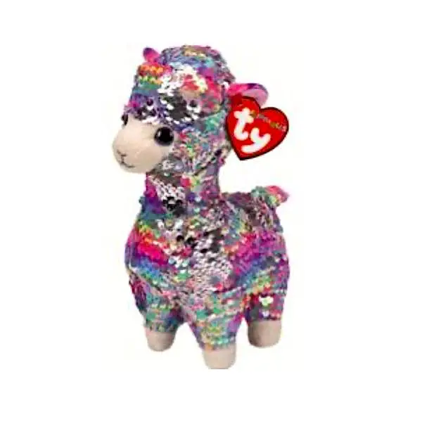 2018 TY Beanie Baby 4" LOLA Multicolored Rainbow Llama Key Clip Plush Heart Tags