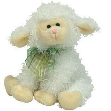 Ty Basket Beanie Babies FLOXY Lamb Sheep Plush Toy Animal 4" Yellow Cord 2007 for sale online 