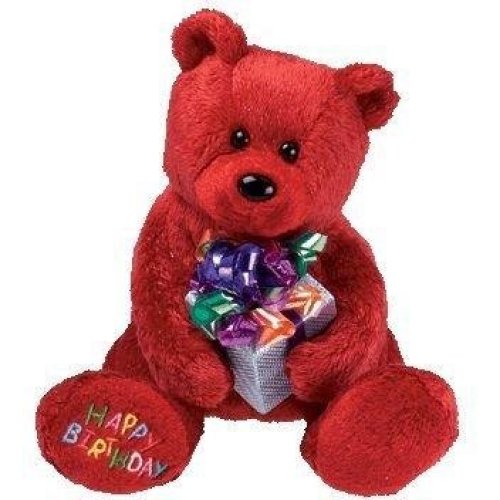 MINT with MINT TAG TY HAPPY BIRTHDAY the RED BEAR HOLDING PRESENT 