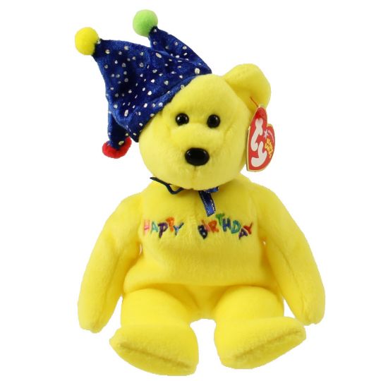 . Yellow - w// Hat HAPPY BIRTHDAY the Bear TY Beanie Baby