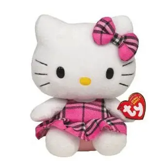 TY Beanie Babies 6” Hello Kitty Stuffed Animal Soft Plush Cat Doll Pink Dress 