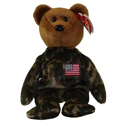 Ty Hero Brown Camo US Flag Bear Camouflage 8" Beanie Baby 2003 Boys Girls 3 MWMT for sale online 