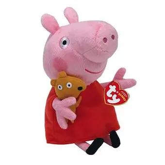 6" TY Beanie Peppa Pig Muddy Puddles Plush Animal Stuff Toy MWMT's w/ Heart Tags 