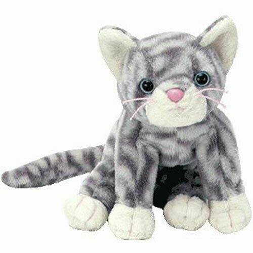 Kitty Cat PRISTINE New w/Mint Tags Ty Beanie Baby RARE SILVER Grey Tabby Feline