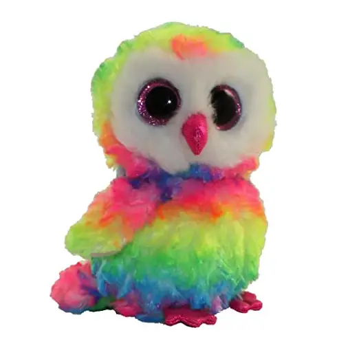 3.5 Inch Ty Beanie Boos ~ OWEN the Tie Dyed Owl Key Clip Size NEW MWMT 