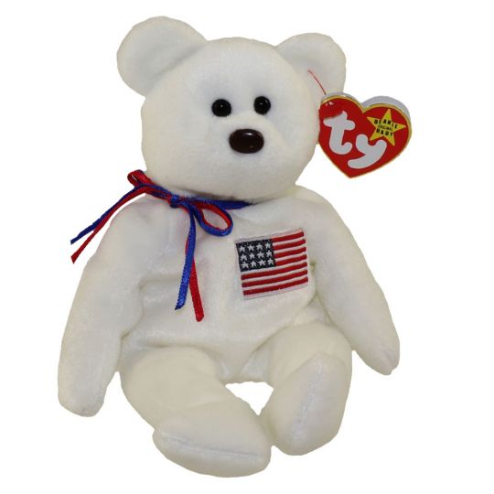 MINT WHITE AND BLUE U.S.A BEARS TY BEANIE BABY LIBERTY RED RETIRED 