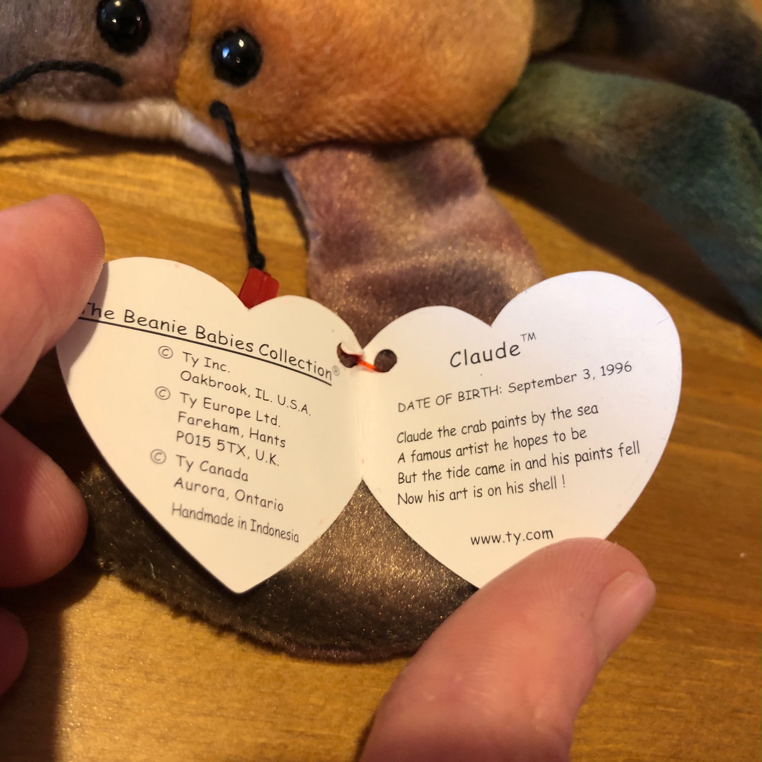 Details about   GUARANTEED AUTHENTIC CLAUDE THE CRAB TY BEANIE BABY BABIES ERROR NAME IN CAPITAL 